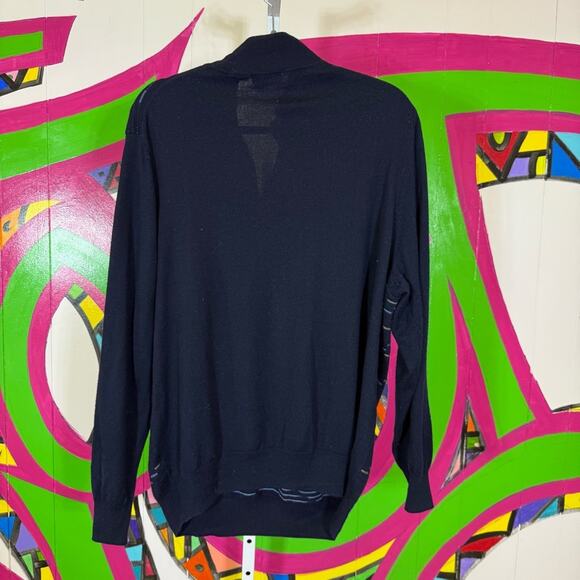 Alan Flusser Black 1/4 Zip Sweater with Subtle Pattern. Size XXL. Wool blend. - Picture 5 of 5